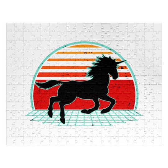 Unicorn Retro Vintage 80s Horse Lover Jigsaw Puzzles