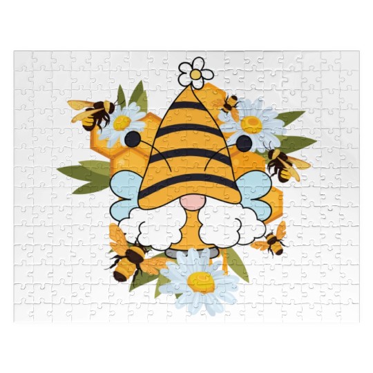 Gnome Daisy Gardening Bee Gnomes Jigsaw Puzzles