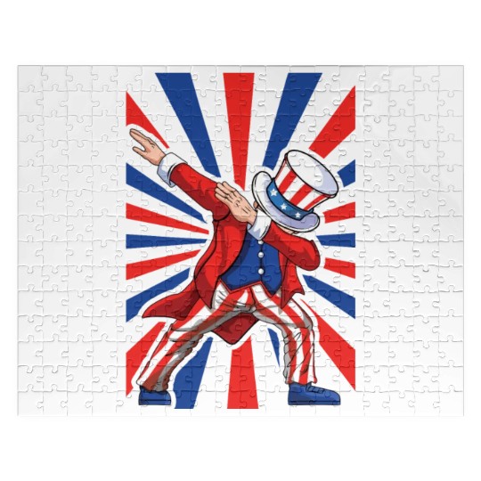 Dabbing Uncle America American Flag 4th Of July Jigsaw Puzzles