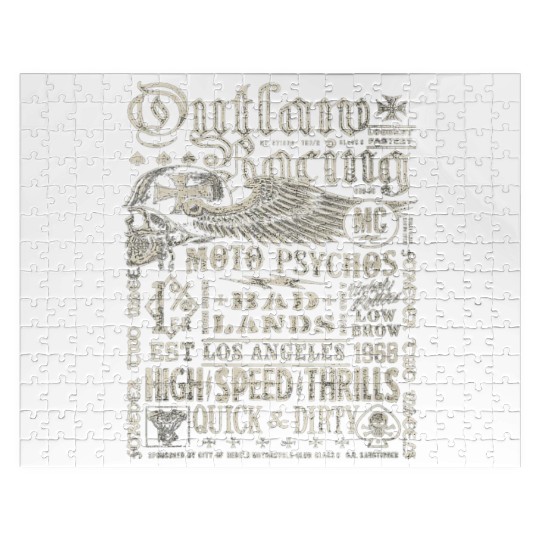 Womens Outlaw Racing Moto Psychos Skull Biker Jigsaw Puzzles