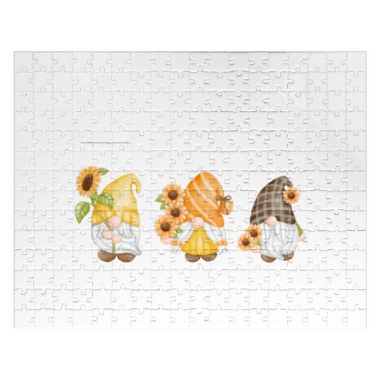 Sunflower Gnome Women Summer Floral Hippie Gnomes Jigsaw Puzzles