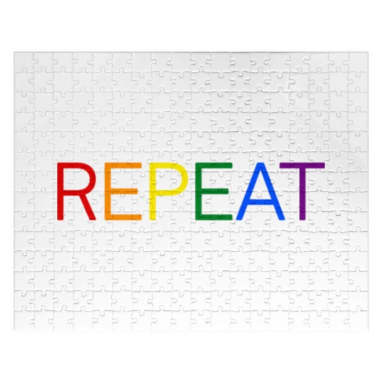 LGBT pride rainbow heart repeat Jigsaw Puzzles