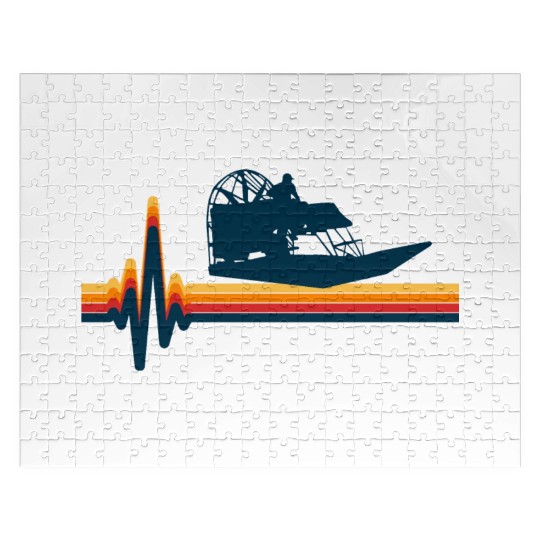 Airboat Fanboat Airboating Swamp Boat Heartbeat Jigsaw Puzzles