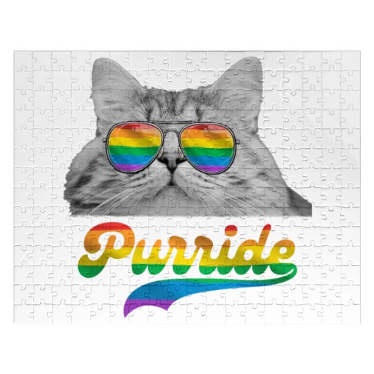 Cat LGBT Sunglasses Rainbow Flag Gay Pride Jigsaw Puzzles