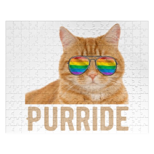 Funny Cat LGBT Gay Pride Rainbow Flag Jigsaw Puzzles