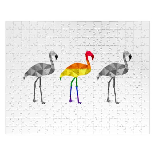 Flamingo LGBTQ Gay Pride Rainbow Flag Different Jigsaw Puzzles