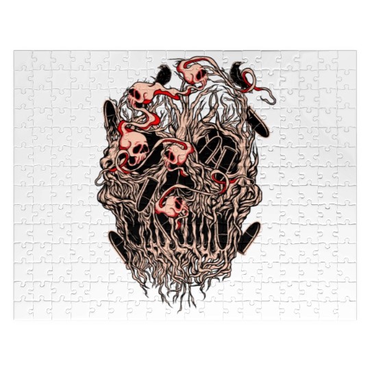 Bullets and Skull Roses Aesthetic Dripping Pattern Jigsaw Puzzles