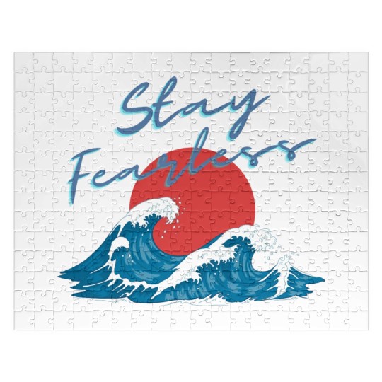 Stay Fearless - Japan Wave Design - Raging Wave Jigsaw Puzzles