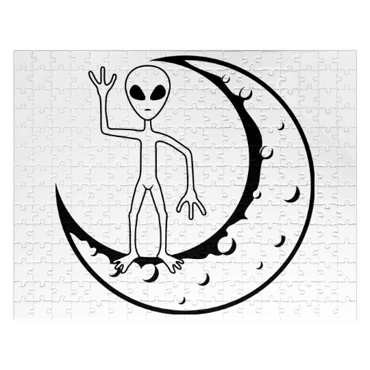 Standing moon alien waving Jigsaw Puzzles