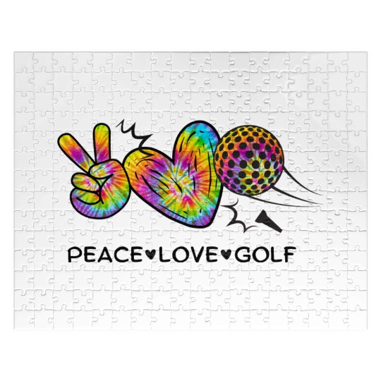 Peace Love Golf Tie Dye Cute Golf Lovers Jigsaw Puzzles
