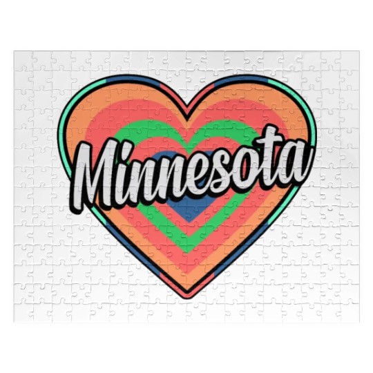 Minnesota Colorful Heart Gift Jigsaw Puzzles