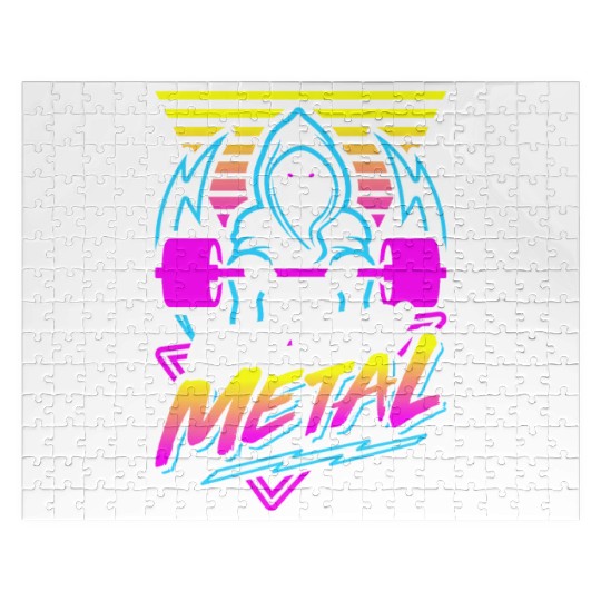 I Lift Heavy Metal (Gym Reaper) Retro Neon Jigsaw Puzzles