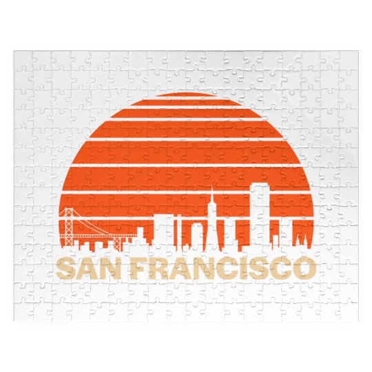 Retro San Francisco California Skyline Jigsaw Puzzles
