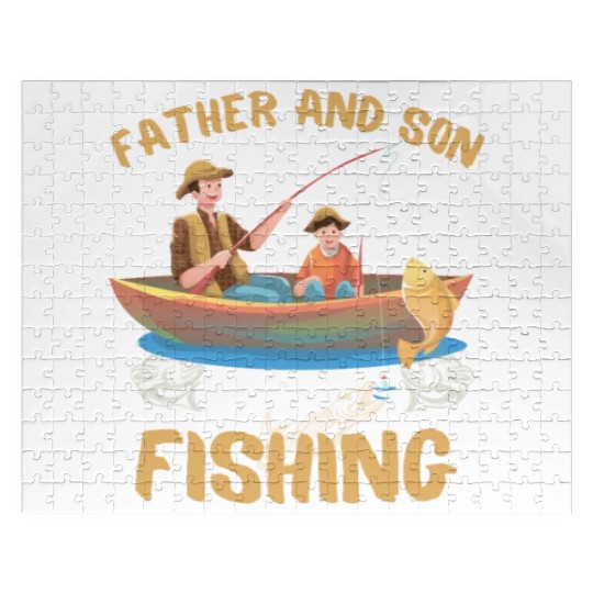 FATHER AND SON FISHING, DAUGTHER, FATHERS DAY Jigsaw Puzzles