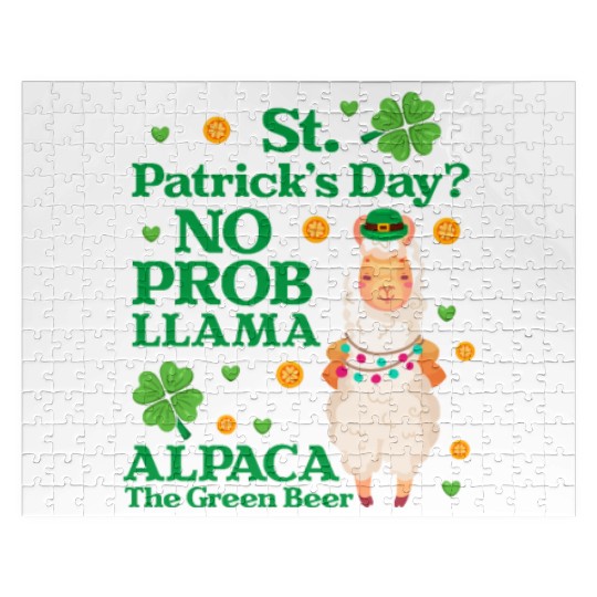 St. Patrick's Day? No Prob Llama Alpaca Green Beer Jigsaw Puzzles