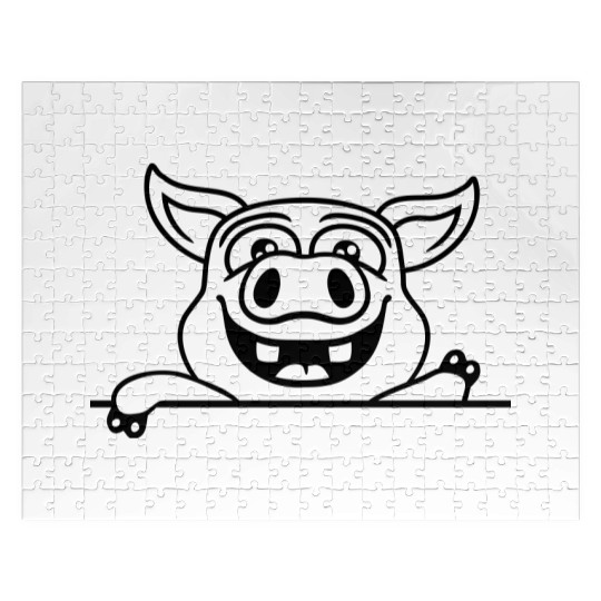 Friendly Waving Stable Pig Jigsaw Puzzles