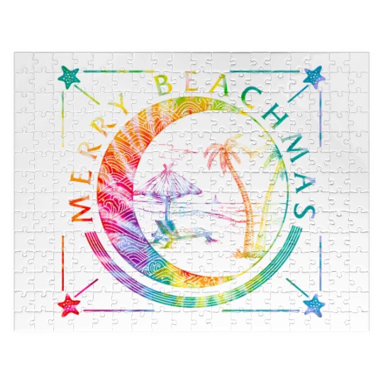 Coastal Beach Christmas In July Jigsaw Puzzles, Merry