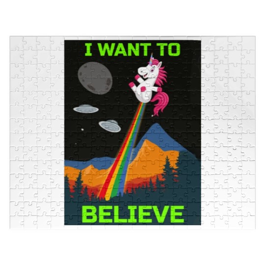 Unicorn "I Want To Believe" UAP Outfit Alien Ufo Jigsaw Puzzles