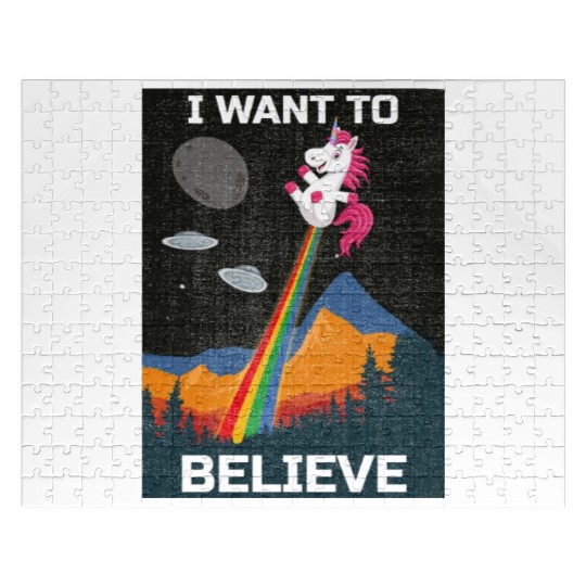 Unicorn "I Want To Believe" UAP Outfit Alien Ufo Jigsaw Puzzles