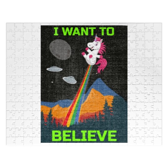 Unicorn "I Want To Believe" UAP Outfit Alien Ufo Jigsaw Puzzles