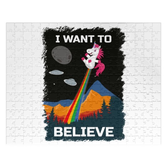 Unicorn "I Want To Believe" UAP Outfit Alien Ufo Jigsaw Puzzles