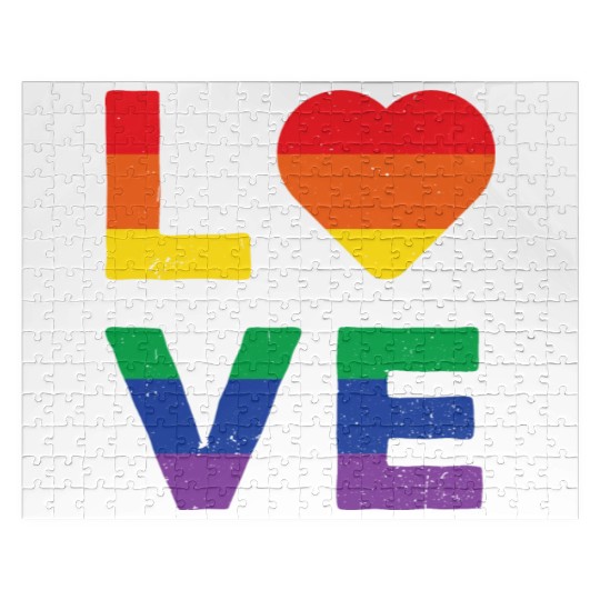 LGBT LOVE Rainbow Heart Gay Lesbian Equality Gift Jigsaw Puzzles