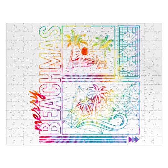Coastal Beach Christmas In July Jigsaw Puzzles, Merry