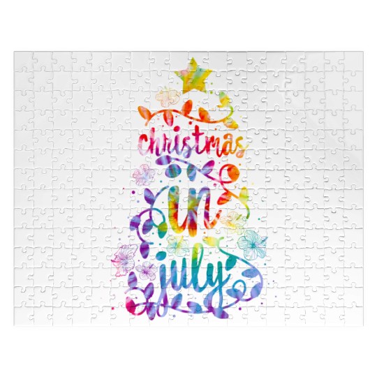 Christmas In July Colorful Xmas Tree Lights Jigsaw Puzzles