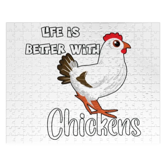 Life Is Better with Chickens Cartoon Funny Chick Jigsaw Puzzles