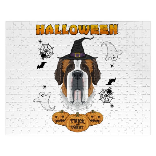 Happy Halloween I Dog Lover I Saint Bernard Jigsaw Puzzles