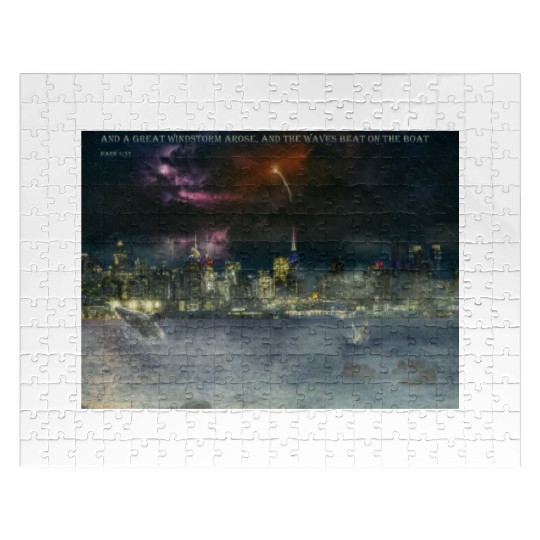 Storm and Whales with a Biblical Scipture Jigsaw Puzzles
