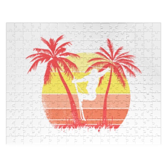 Skiing Extreme Freestyle Summer Sunset 80s Palm Jigsaw Puzzles