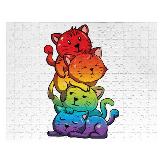 LGBT Kawaii Rainbow Cats Gift For Kitten Lover Jigsaw Puzzles