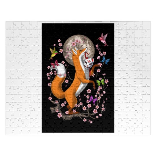 Fox Japanese Cherry Blossom Jigsaw Puzzles