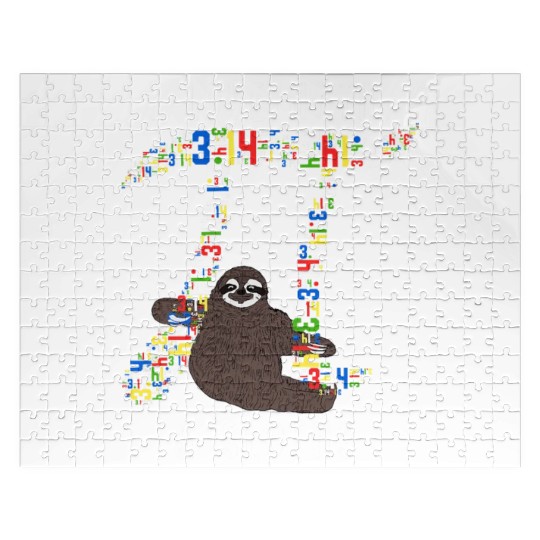 I Love Math and Sloths Funny Mathematics Pi Day Jigsaw Puzzles
