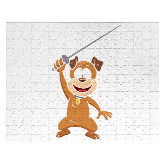Fencing Dog Funny Animal Fencing Humor For Dog Jigsaw Puzzles