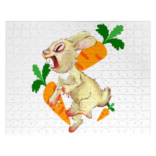 Crazy rabbit running for carrot Jigsaw Puzzles