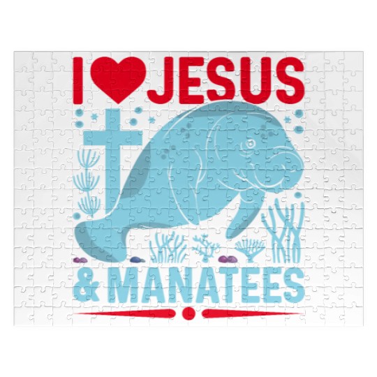 I Love Jesus and Manatees - Sea Cows Lover Jigsaw Puzzles