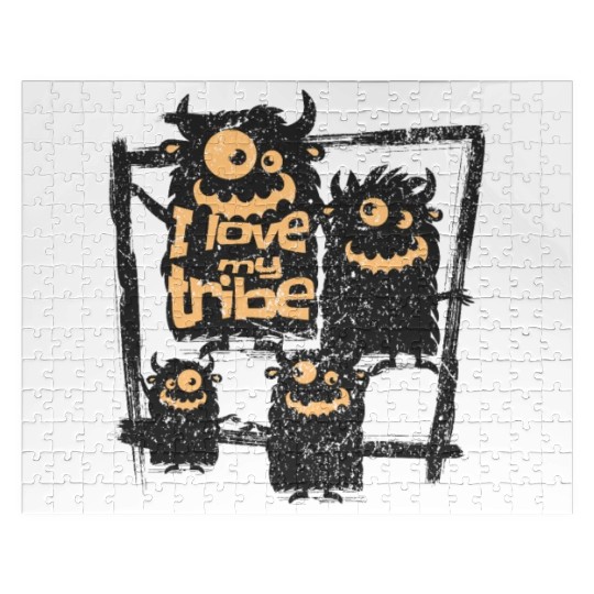 I Love My Tribe Funny Monster Family Reunion Jigsaw Puzzles