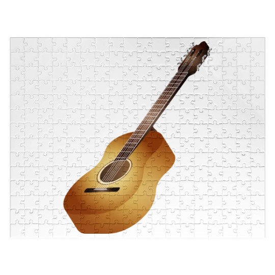 beautiful 3D acoustic guitar in warm tones Jigsaw Puzzles