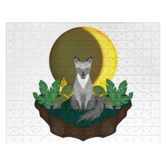Grey Wolf in the Half Moon Jigsaw Puzzles