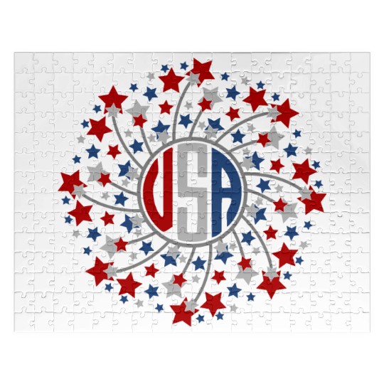 Harbor Grace Designs Hand Drawn Stars Fireworks Jigsaw Puzzles