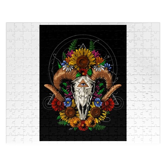 Psychedelic Ram Skull Jigsaw Puzzles