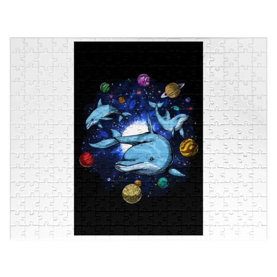 Psychedelic Space Dolphins Jigsaw Puzzles
