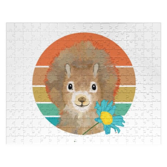 Retro Vintage Squirrel With Flower Jigsaw Puzzles