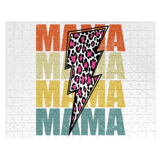 Lightning Bolt Leopard Cheetah Print Multi Color Jigsaw Puzzles