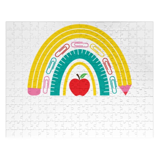 4th grade teacher back to school rainbow pencil Jigsaw Puzzles