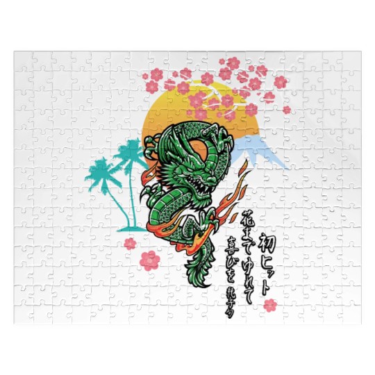 Dragon Sun Cherry Blossom | Japanese Culture Jigsaw Puzzles