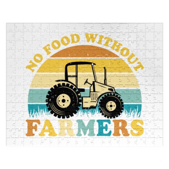 No Food Without Farmers - Funny Retro Farming Jigsaw Puzzles
