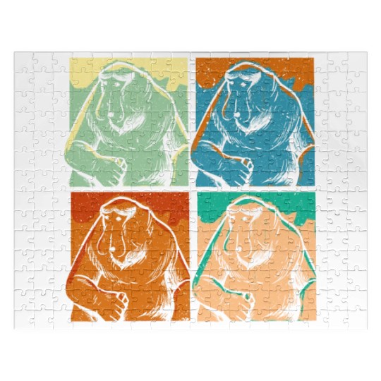 Retro Proboscis Monkey Ape Wildlife Zookeeper Jigsaw Puzzles
